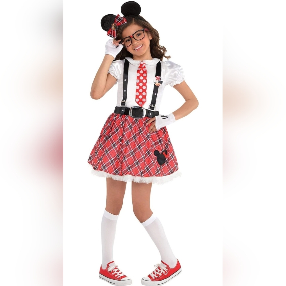 Disney Minnie Mouse Nerd‎ Halloween Costume! (Girls Size: Large 12-14) NEW